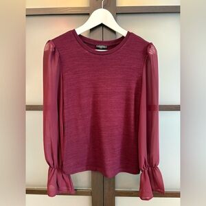 Dynamite Blouse with Sheer Sleeves